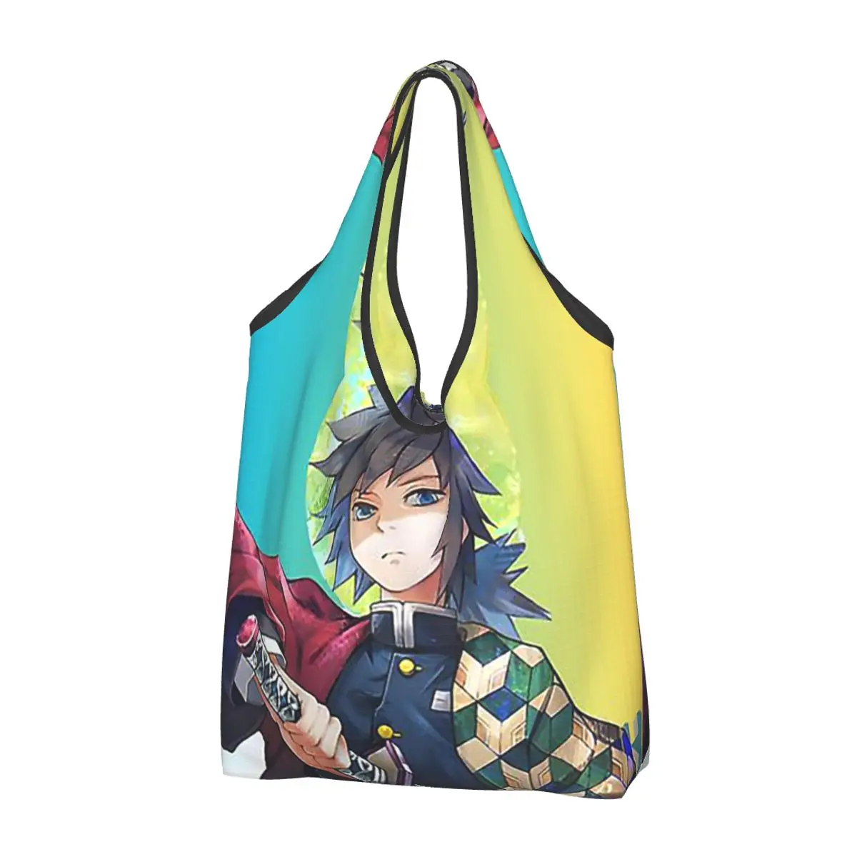 Kimetsu No Yaiba Demon Slayer Portable Tote Shopping Bags Large Capacity Shopper Bag Grocery Handbag Shoulder Bag