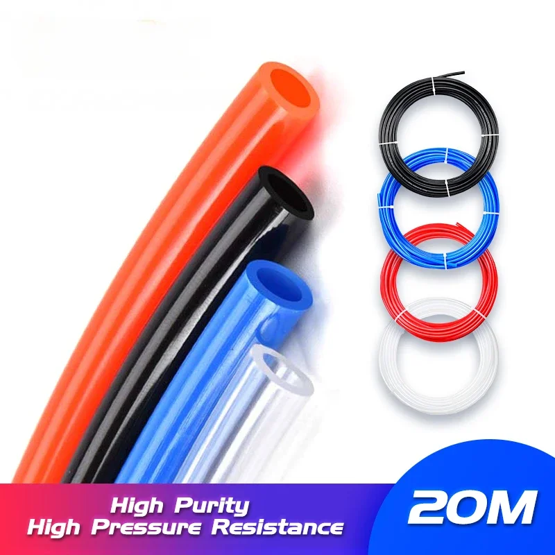 Flexible 20M Blue Black Orange Transparent PU Pipe Hose for Pneumatic Tools with 4-16mm OD 2.5-12mm ID high quality