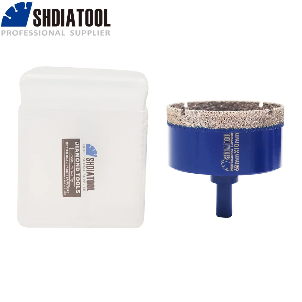 SHDIATOOL 1 Buah 65Mm Pemotong Inti Berlian Bit Bor Brazing Vakum Pisau Segitiga Bor Lubang Gergaji Kering untuk Bor Ubin Marmer