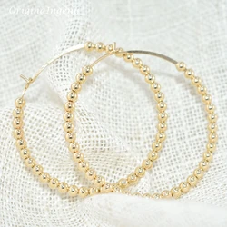 14K Gold Filled Hoop Earrings Gold Beads Jewelry Handmade Minimalism Earrings Brincos Pendientes Oorbellen Boho Earrings