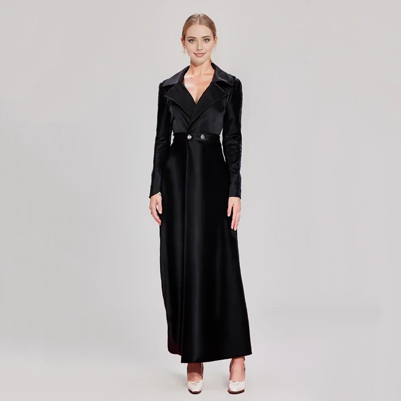 

New Long Windbreaker Women's Knee-length To Ankle Autumn and Winter Fashionable New Temperament Women's Velvet Coat