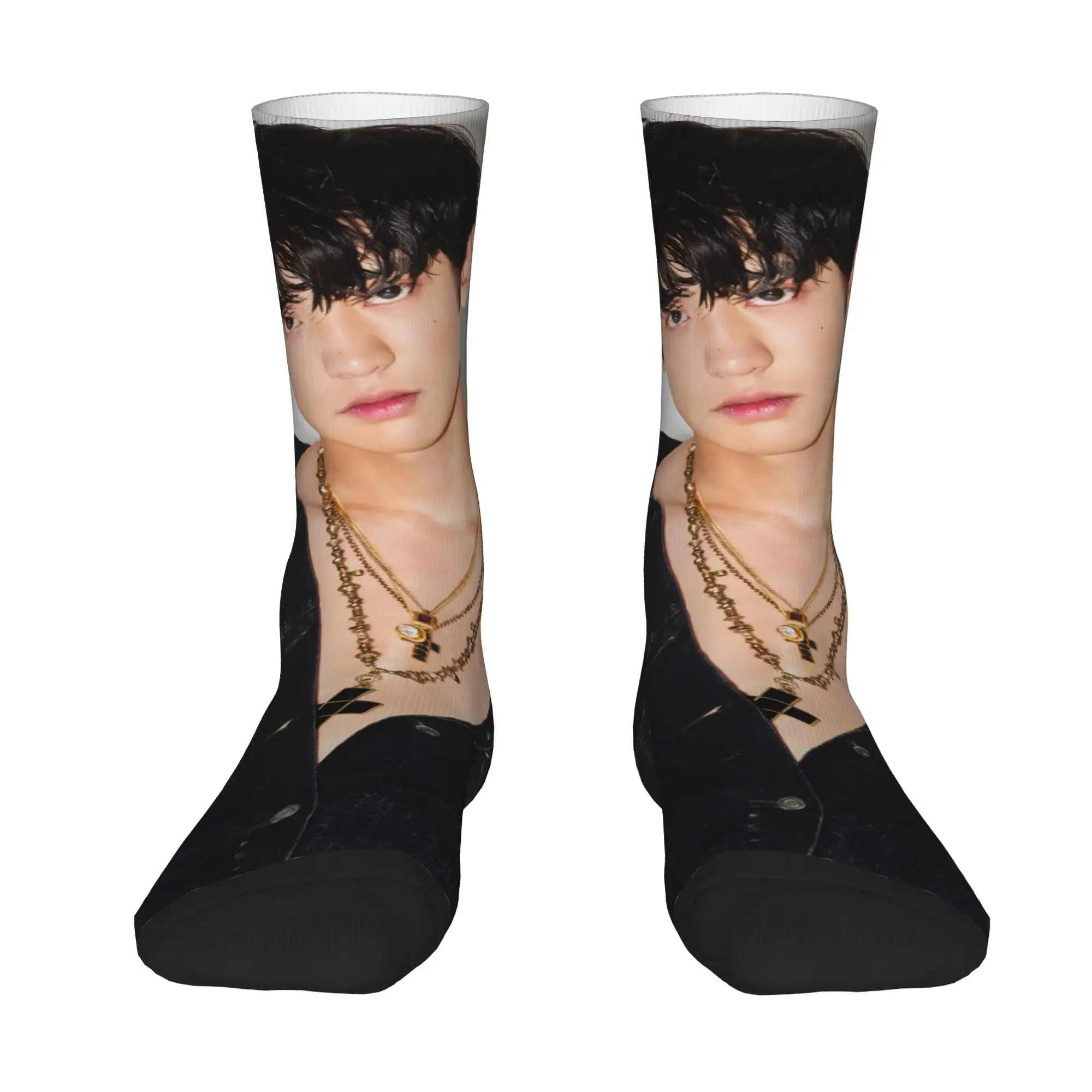 1 Pair Hip Hop Vintage Idol Chanyeol Star Crazy Men's Socks Unisex  Harajuku Pattern Printed Funny Novelty Happy Sock Gift