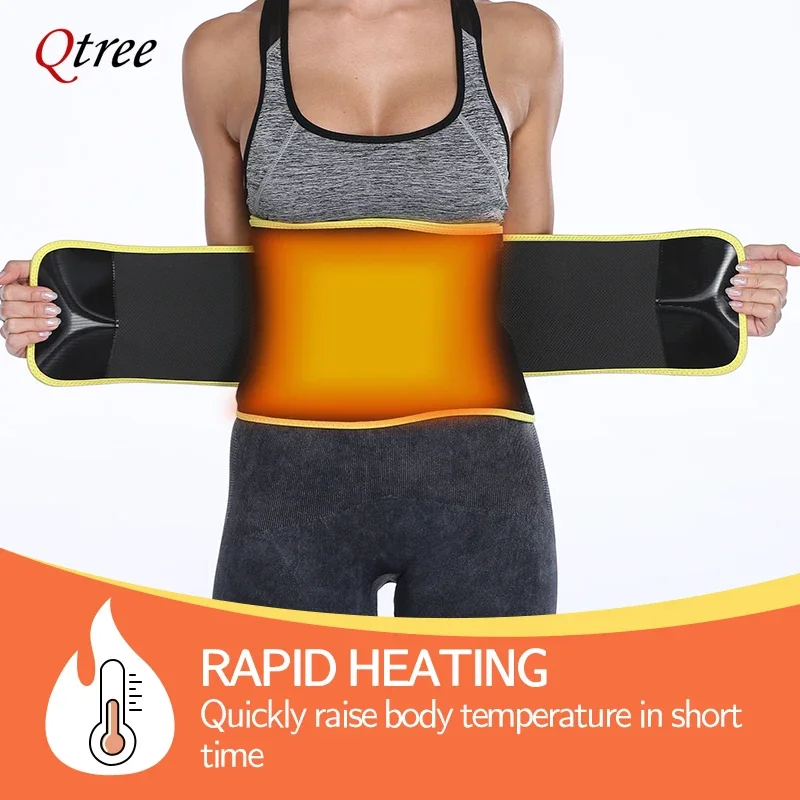 Qtree cintura trainer cincher cinto para mulheres controle de barriga sauna suor trimmer corpo shaper esporte cinto treino magro barriga banda