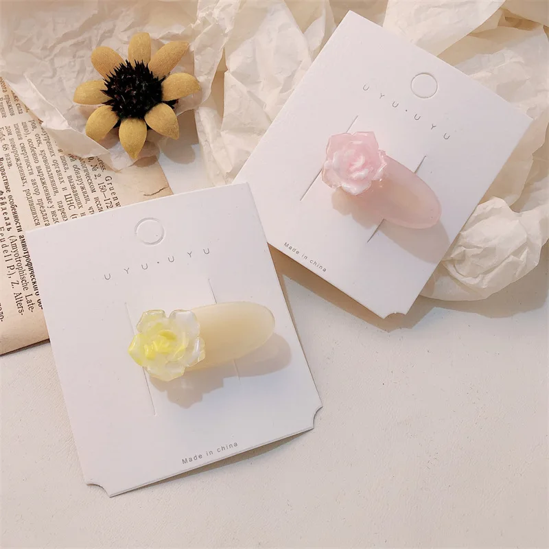 Pinza de pelo ovalada de flores de gelatina de Corea para mujer, dulce y Linda pinza lateral para el cabello rota, accesorios para el cabello de fiesta