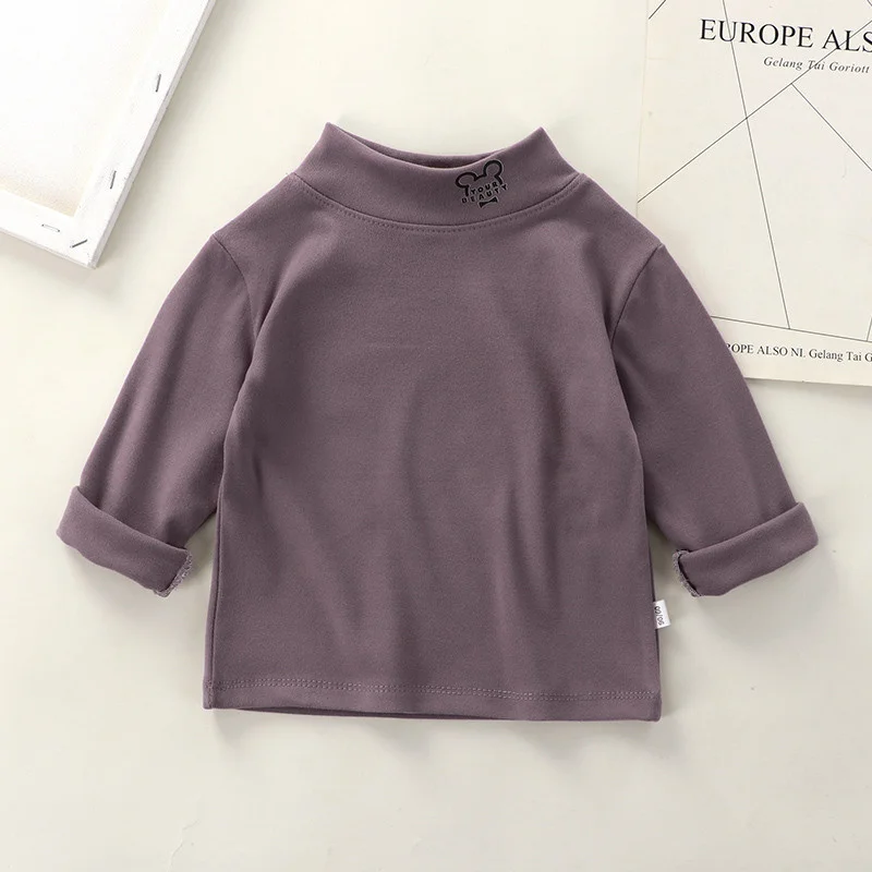 Tops de cuello alto para bebé, camisa de fondo para niños y niñas, camisetas de manga larga, Jersey informal cálido para niños, ropa para niños 2023