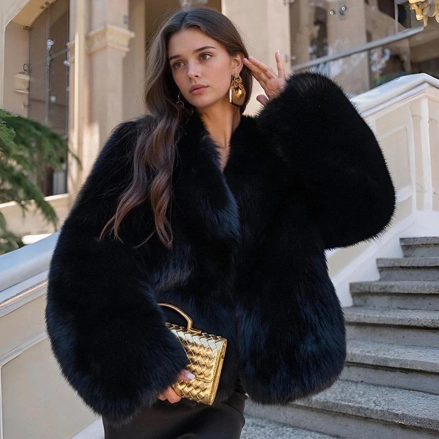 Шуба из натурального лисьего меха без воротника, верхняя одежда из натурального полного меха, зимняя короткая черная куртка из лисьего меха, женская меховая куртка высокого качества