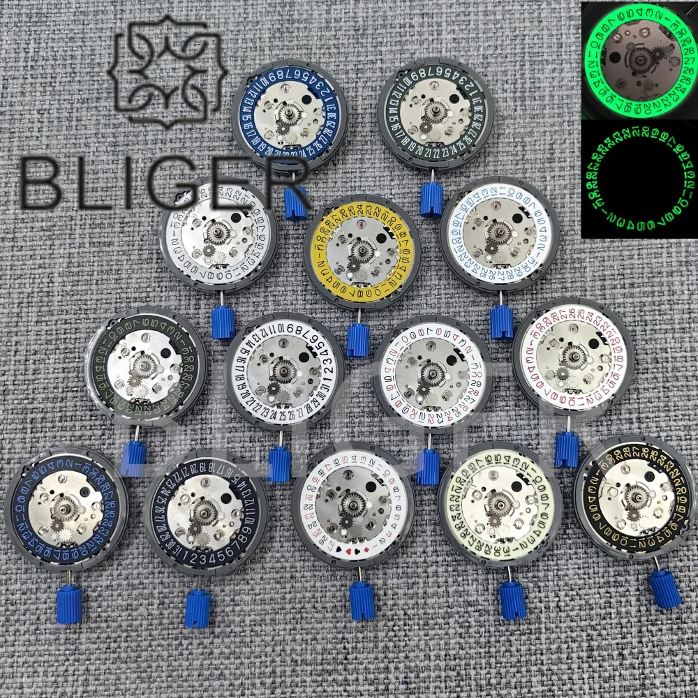 BLIGER High Accuracy GMT NH34 Automatic Movement 3H 6H Datewheel High Accuracy 24 Jewels NH34A 4R34 24H Hand GMT Function