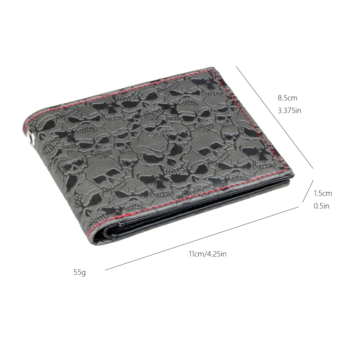 Skull Double Fold Wallet ,Versatile Credit Card Holder