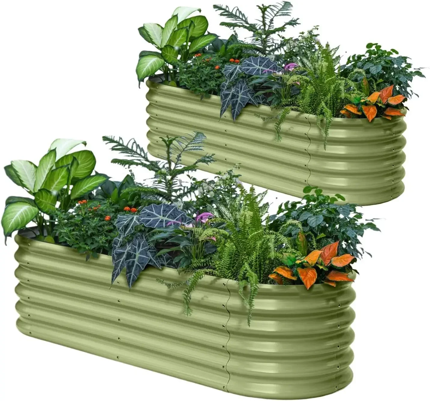 2-Pack Galvanized Raised Garden Bed 6x2x1.5 ft, 17