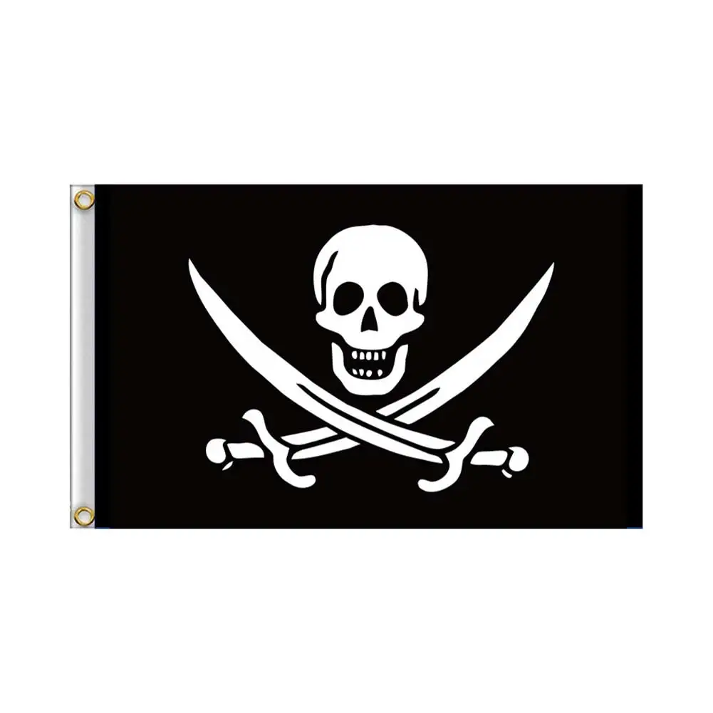 60x90cm Crossbones Skull Banner KTV Bar Halloween Decor Polyester UV Fade Resistant Pirate Flag Festival Outdoor Garden