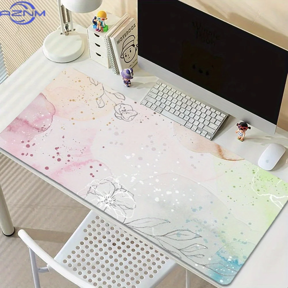 Large Gaming Mouse Pad Watercolor Floral and Abstract Splash Desktop Mat Office Mouse Mat 900×400 Laptop Accessories Play Mat