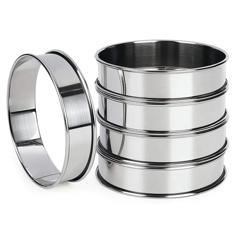 Stainless Steel Double Rolled Baking Circle Tart Ring Fruit Pie Cake Cookie Molds 10cm 8cm For Kitchen Biscuit Pastry