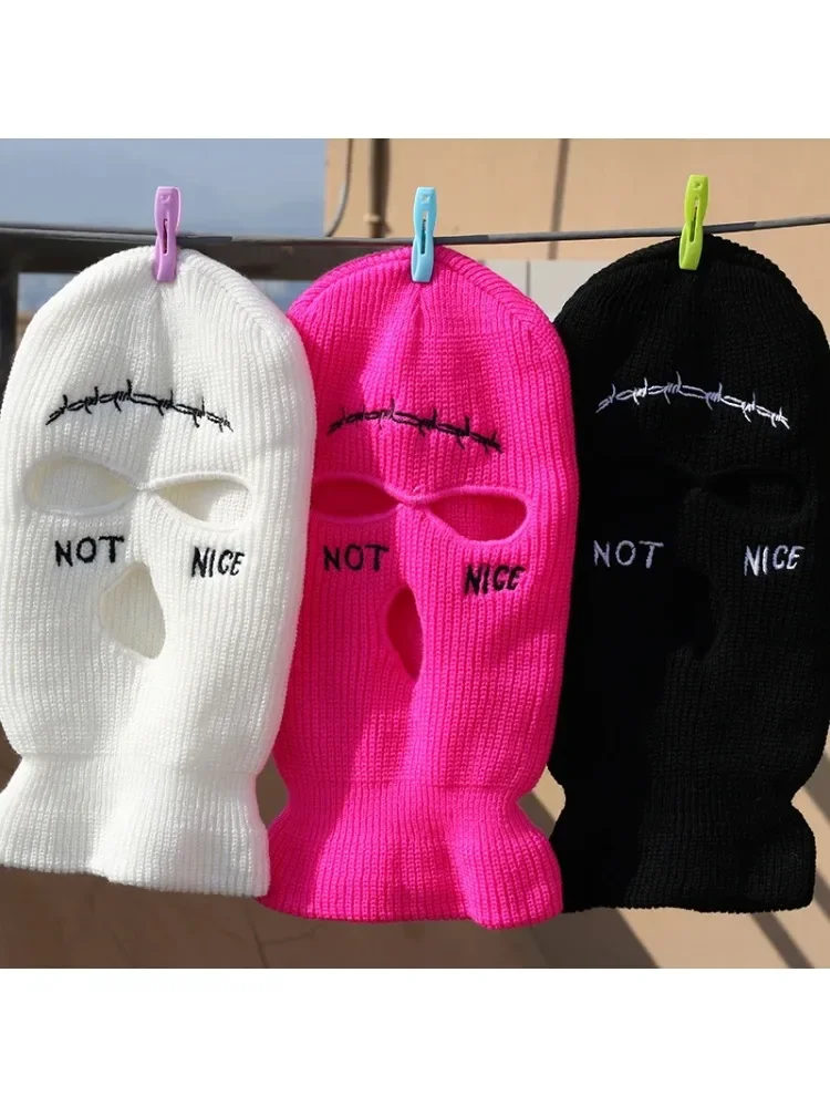 AliExpress NONE Embroidery Balaclava 3 Hole Full Face Mask Army Tactical Mask Ski Winter Hat Halloween Party Balaclava Cycling Hedging Cap