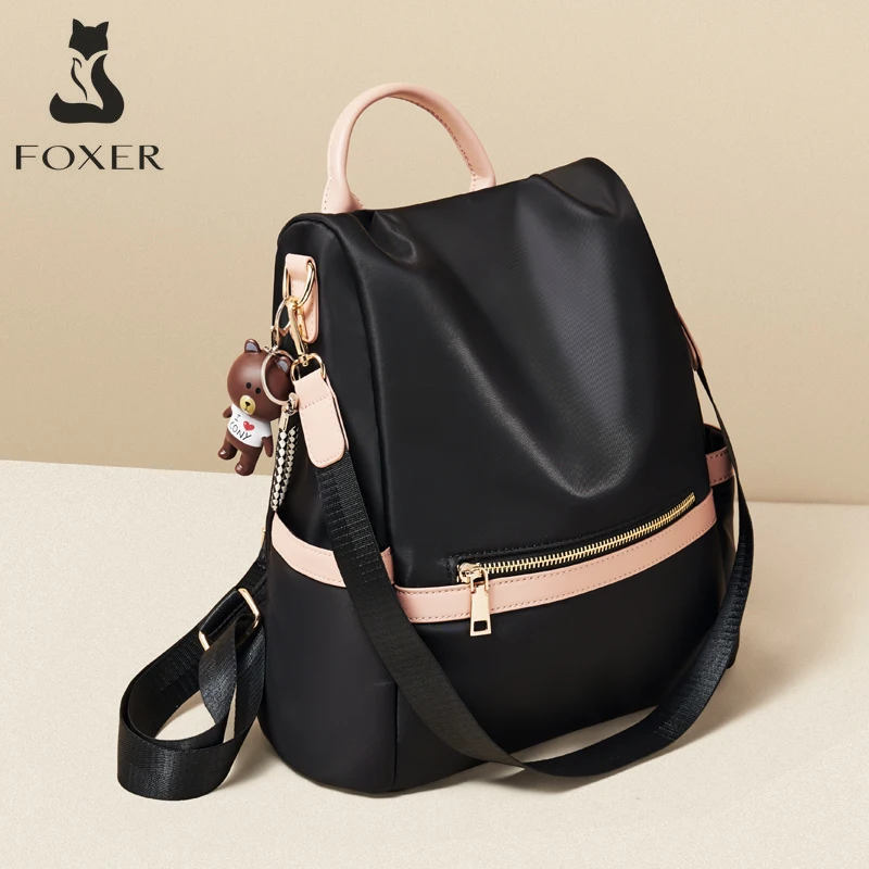 FOXER Women\'s Anti-Theft Backpack Female Fabric Fashion Simple Travel Shoulder Bags For Lady Campus Style Casual Laptop Backpack