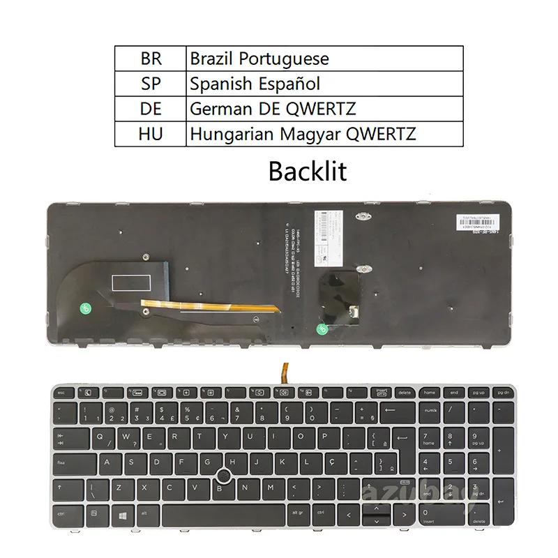 

Клавиатура для ноутбука HP Zbook 15u G3 G4, Elitebook 755 G3 G4 / 850 G3 G4 испанский BR португальский немецкий QWERTZ венгерский