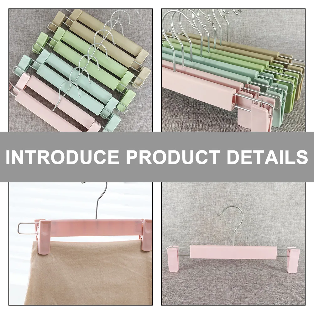 

10pcs Plastic Pants Hangers Safe Anti Slip Adjustable Pant Clips for Home Clothing Shop Laundry Pink Hook