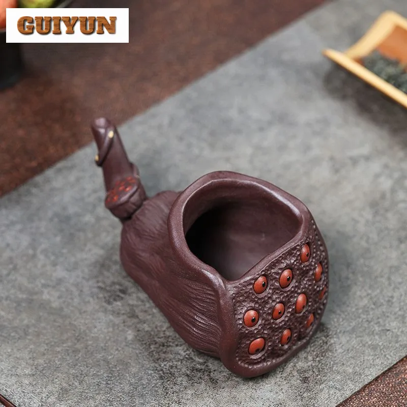 160ml Authentic Yixing Purple Clay Tea Pitcher Handmade Lotus Seedpod Justice Cup Raw Ore Mud Divide Tea Chahai Zisha Tea Set