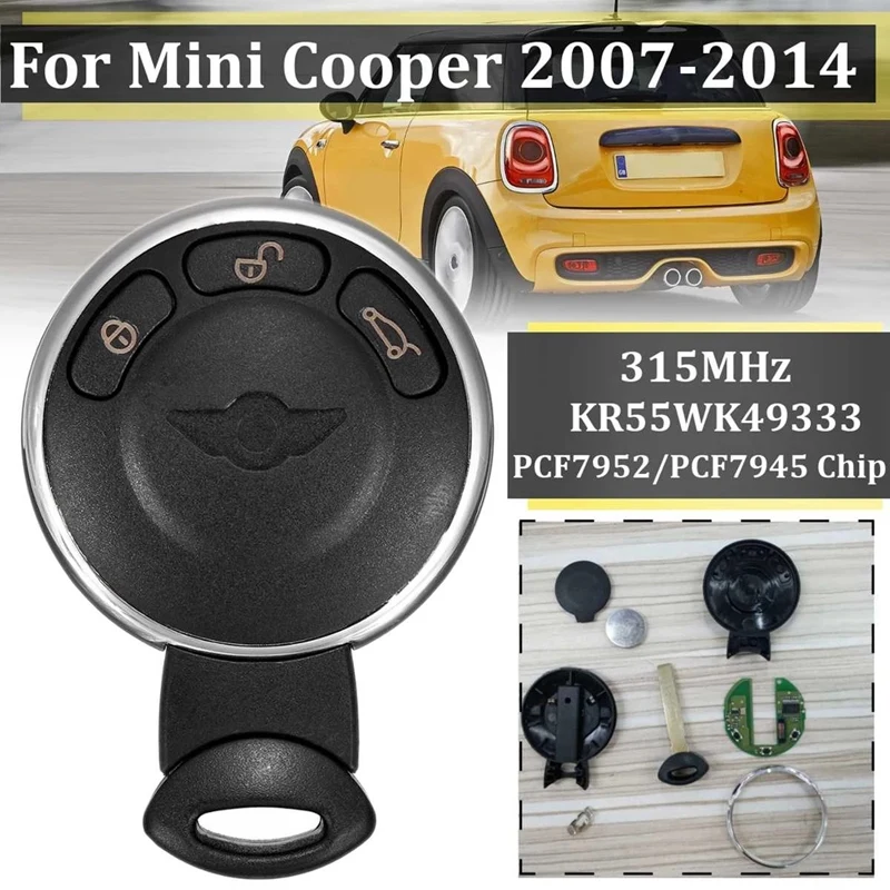 

3 кнопки с чипом PCF7952 315 МГц корпус дистанционного ключа для Mini Cooper 2007-2014 KR55WK49333