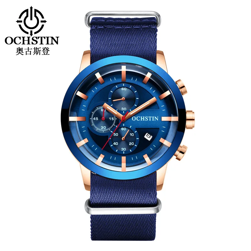 

OCHSTIN New Luxury Brand Sport Quartz Watches for Man's Casual Clock with Chronograph Waterproof Nylon Straps Male Wristwatches