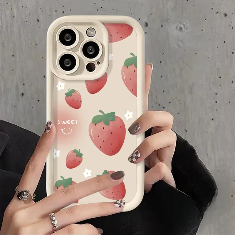 Strawberry Orange Fruit Case for Xiaomi Redmi Note 13 12 11 Pro Plus 12S 11S 10S 10 9 9S 8 12C 13C Shockproof Silicone Cover