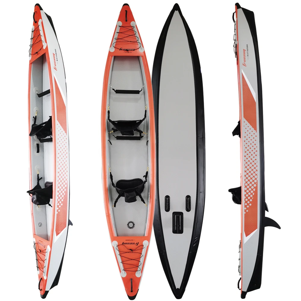 14ft K410 For 2 people fishing Kayak with Two Seats and Paddles Drop stitch kayak PVC Inflatable Kayak