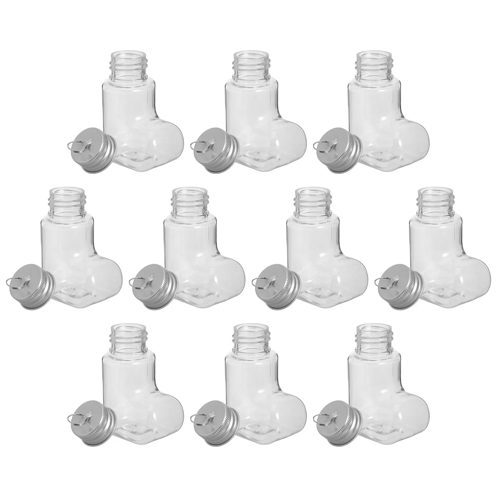 20Pcs Christmas Decoration Bottles Clear Plastic Sock Shape 50Ml Fillable Hanging Ornaments DIY Holiday Treat Containers