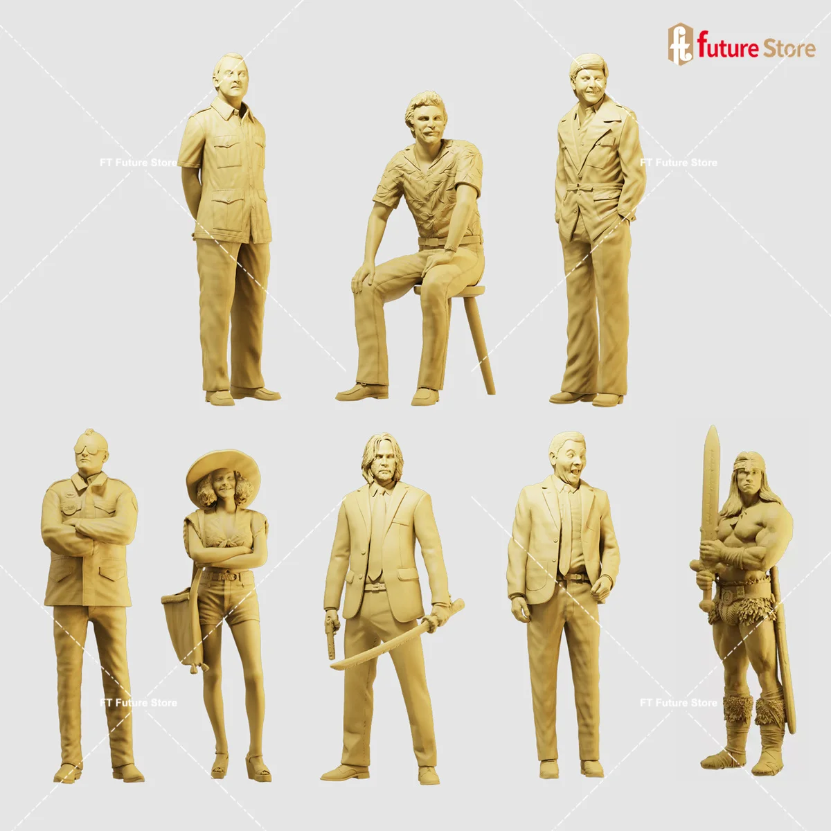 

3D Print Miniature 1/64 1/43 1/35 Female Male Movie Characters Figure Model Scene Mini Dolls Figurine Props Crafts Decor