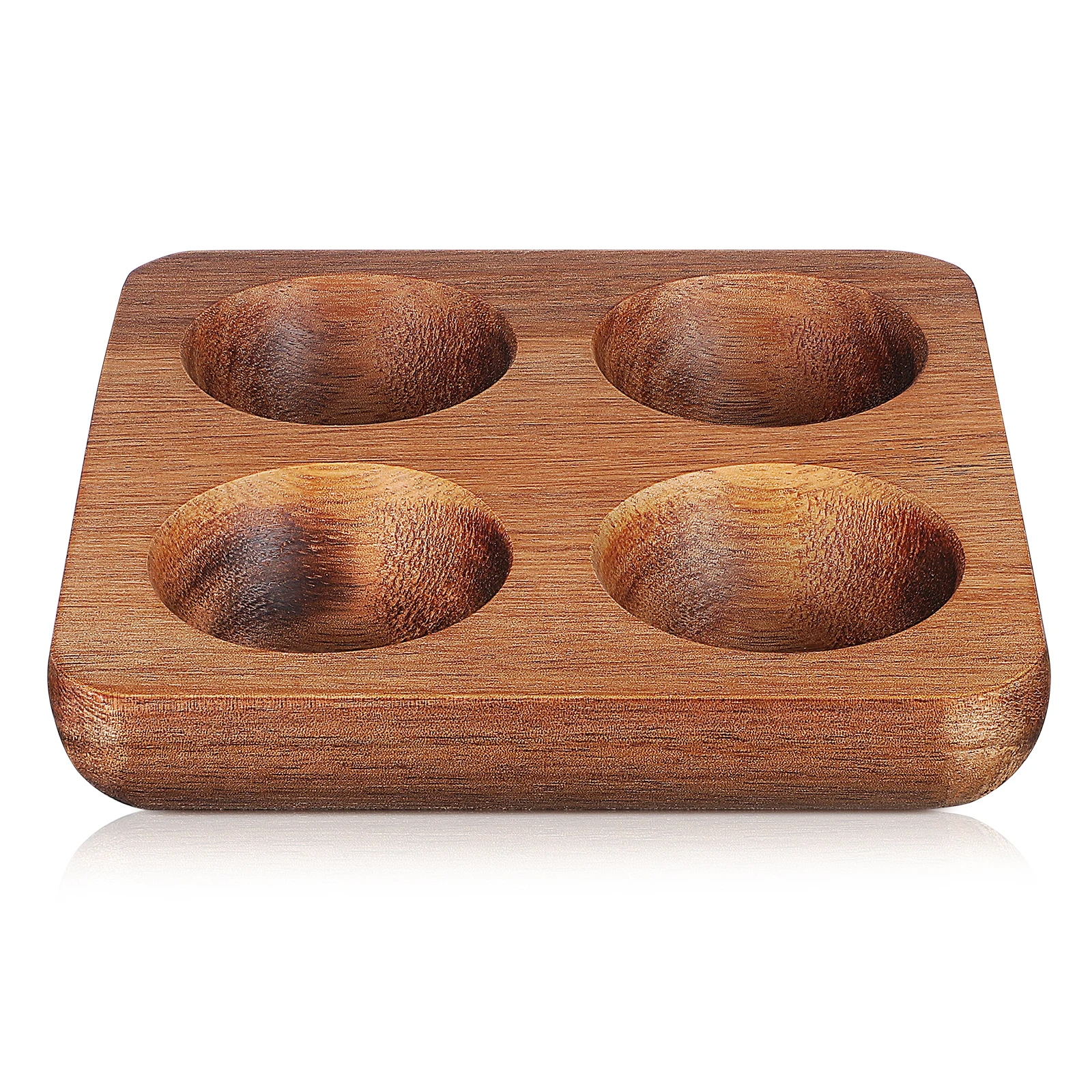 

4 Slot Acacia Wood Egg Tray Kitchen Counter Organizer for Fridge Storage Wooden Egg Holder Rustic Natural Finish Fresh Eggs