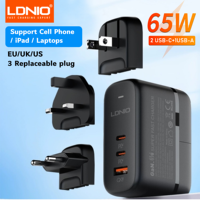 LDNIO 65W GaN Laptop Adapter Q366 2 Type c Port USB Travel Mobile Phone Desktop Charger EU/US/UK changeable plug For Laptop ipad