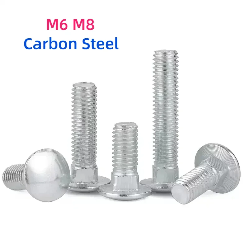 M6 M8 White Zinc Plated Carbon Steel Truss Round Head Square Neck Carriage Screws Coach Bolt for Shelf Desk Furniture