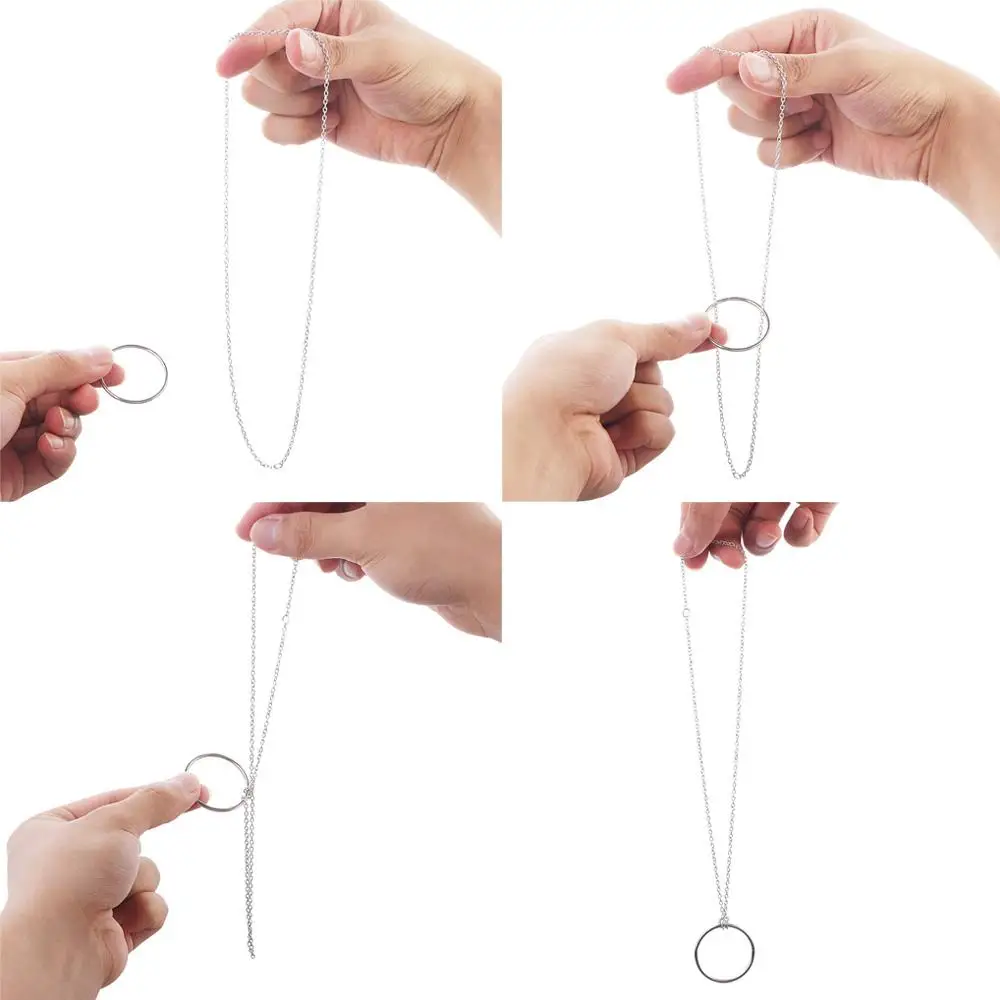 Truco puesta en escena accesorios mágicos juguete para niños rompecabezas juguetes anillo mágico de primer plano cadena para trucos de magia anillo de nudo de Metal