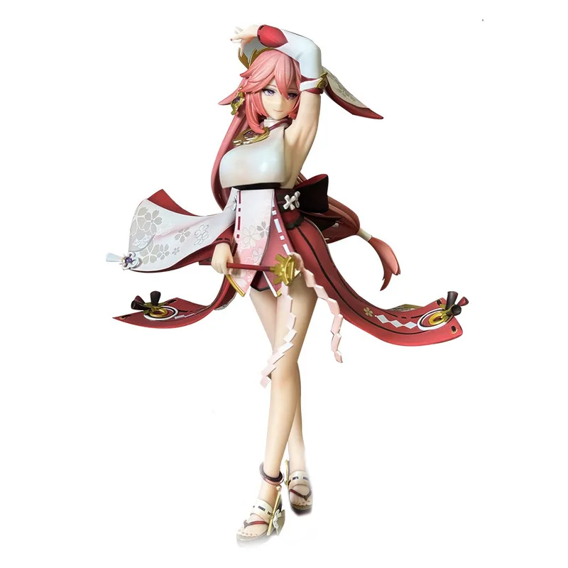 Anime Genshin Impact Figure Yae Miko Figures Kawaii Girl Anime Peripheral Statue Collectible Ornaments Model Desk Decor Gift