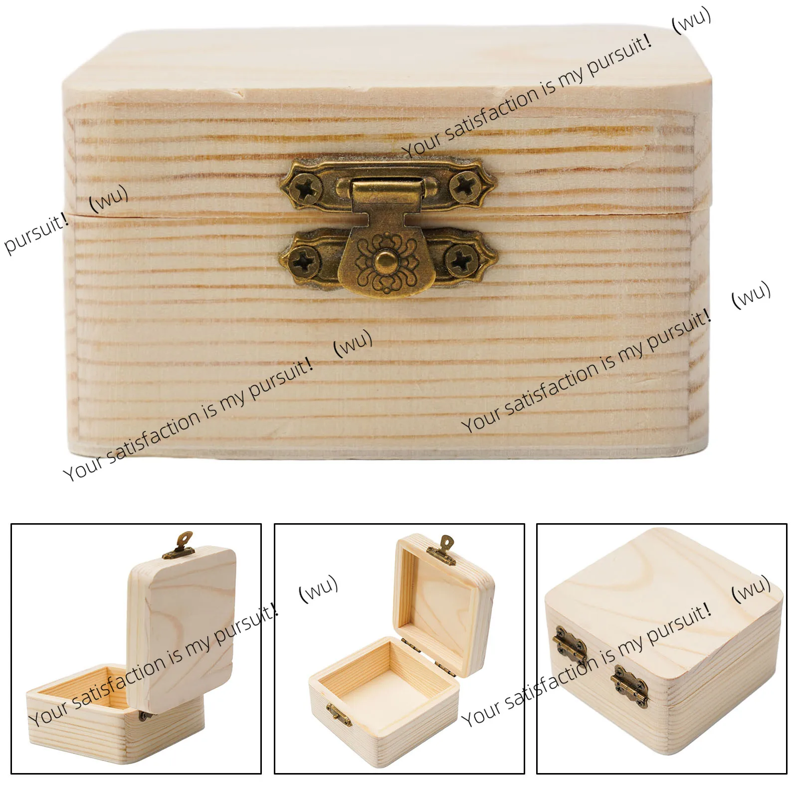 Caja de embalaje de madera natural pura de 8x8x4,5 cm, caja de almacenamiento para artículos domésticos.