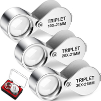 1 PCS Jewelers Eye Loupe Set 10X 20X 30X Magnifier For Jewelry Coins Gems Stamps Watches Inspection Pocket Magnifying Glass