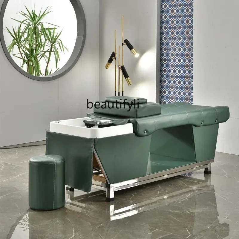 

LHY26 ssss 26 Head Therapy Shampoo Chair Barber Shop Beauty Salon Massage Belt Fumigation Lying Completely Ear Cleaning Water Ci