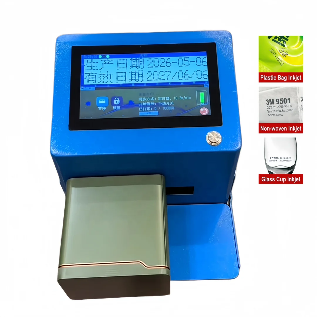 New 12.7mm Desktop 9 Inch Touch Screen Static Inkjet Printer for Variable Expiry Date Batch Coding Logo QR Code Printing Machine