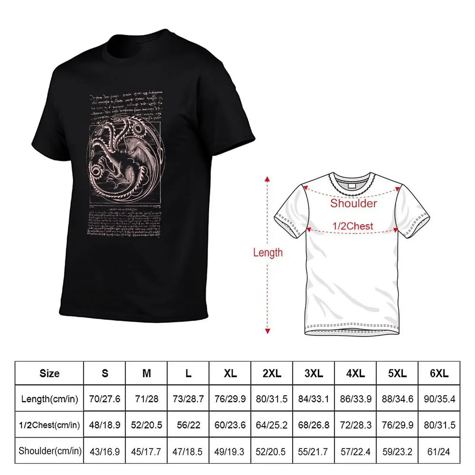 Vitruvian Dragon T-Shirt Blouse topping vintage boys whites t shirt men 100℅ cotton