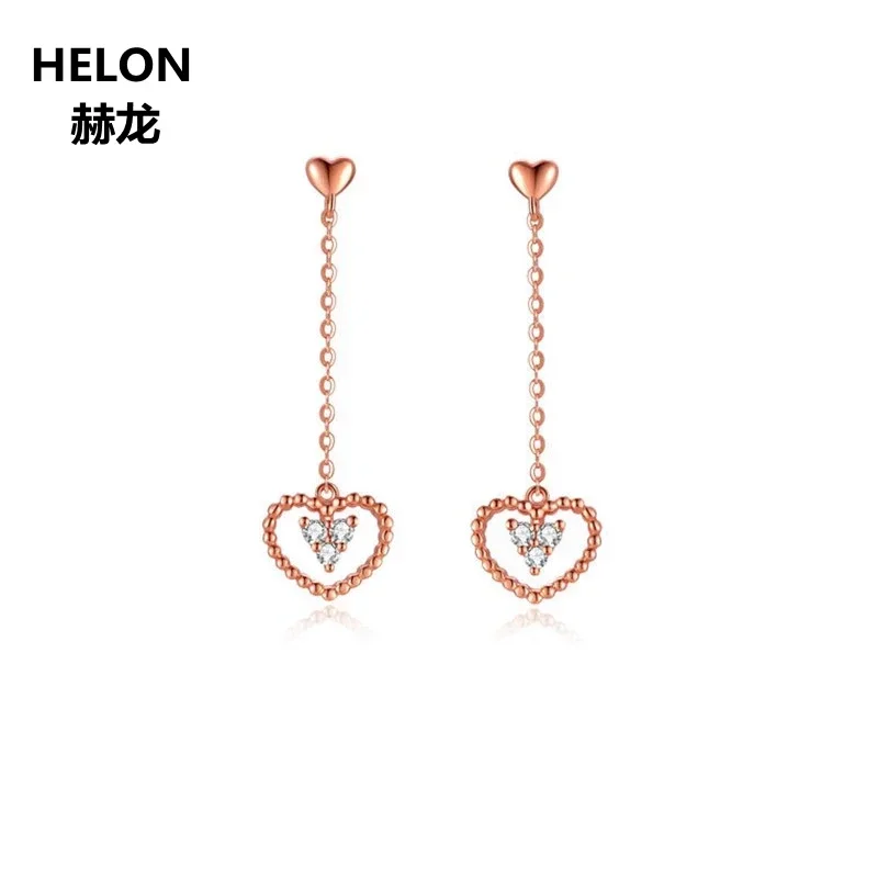 

Solid 18k Rose Gold Women Drop Earrings Engagement Wedding Fine Earrings AAA Graded Cubic Zirconia CZ