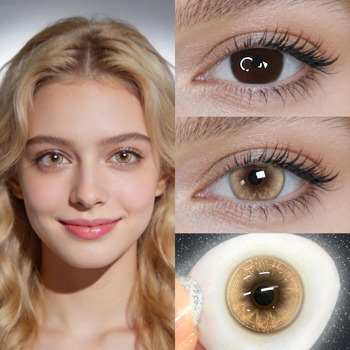 VISUASHOW Farbige Kontaktlinsen auf Rezept, braun, für die halbjährige Nutzung, natürliche kosmetische Augenkontaktlinsen, tägliche Make-up-Schönheitslinsen, 1 Paar