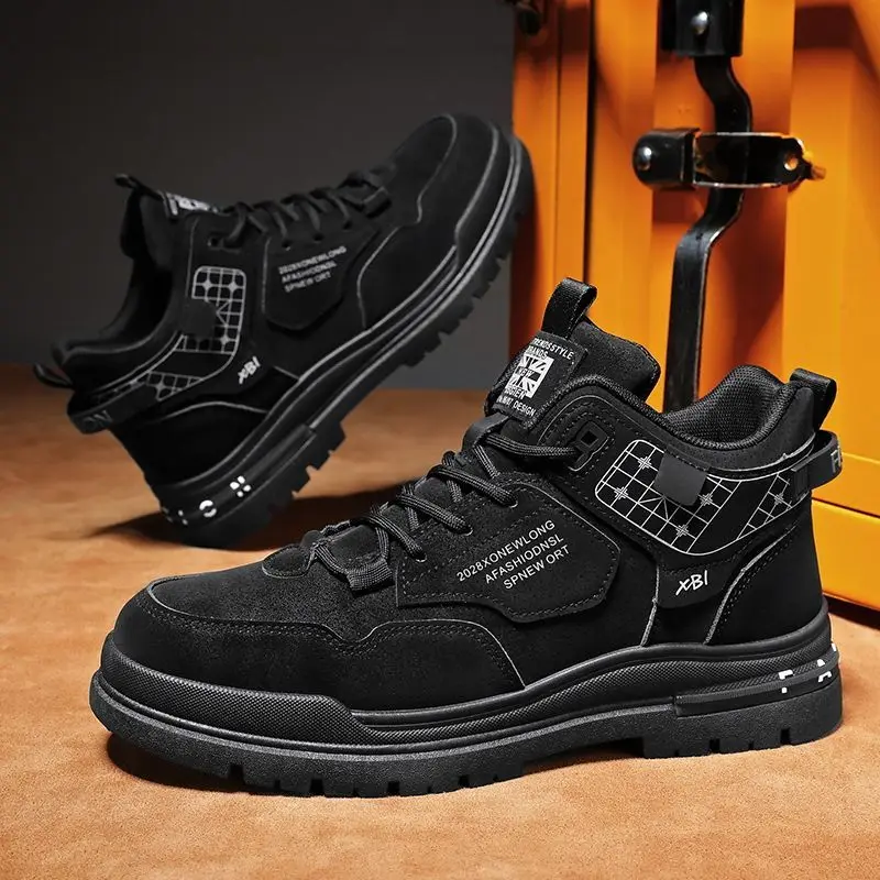 Spring Autumn Booties Boots for Men Lace Up Hiking Platform Outdoor Man Shoes New Comfortable Footwear Size 44 Low Price Retro