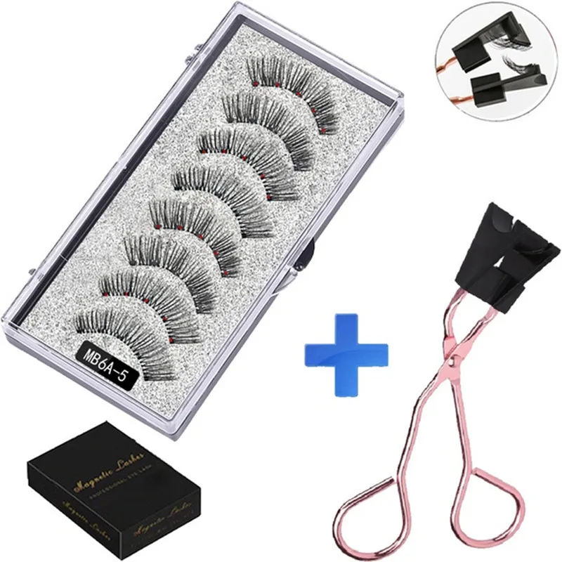 MBA Stijlen 8 stks/2 Pairs 5 Magnetische Valse Wimpers 3D Magnetische Wimpers Natuurlijke Krul Super Zachte Applicator Oogmake-up Wimpers Bulk