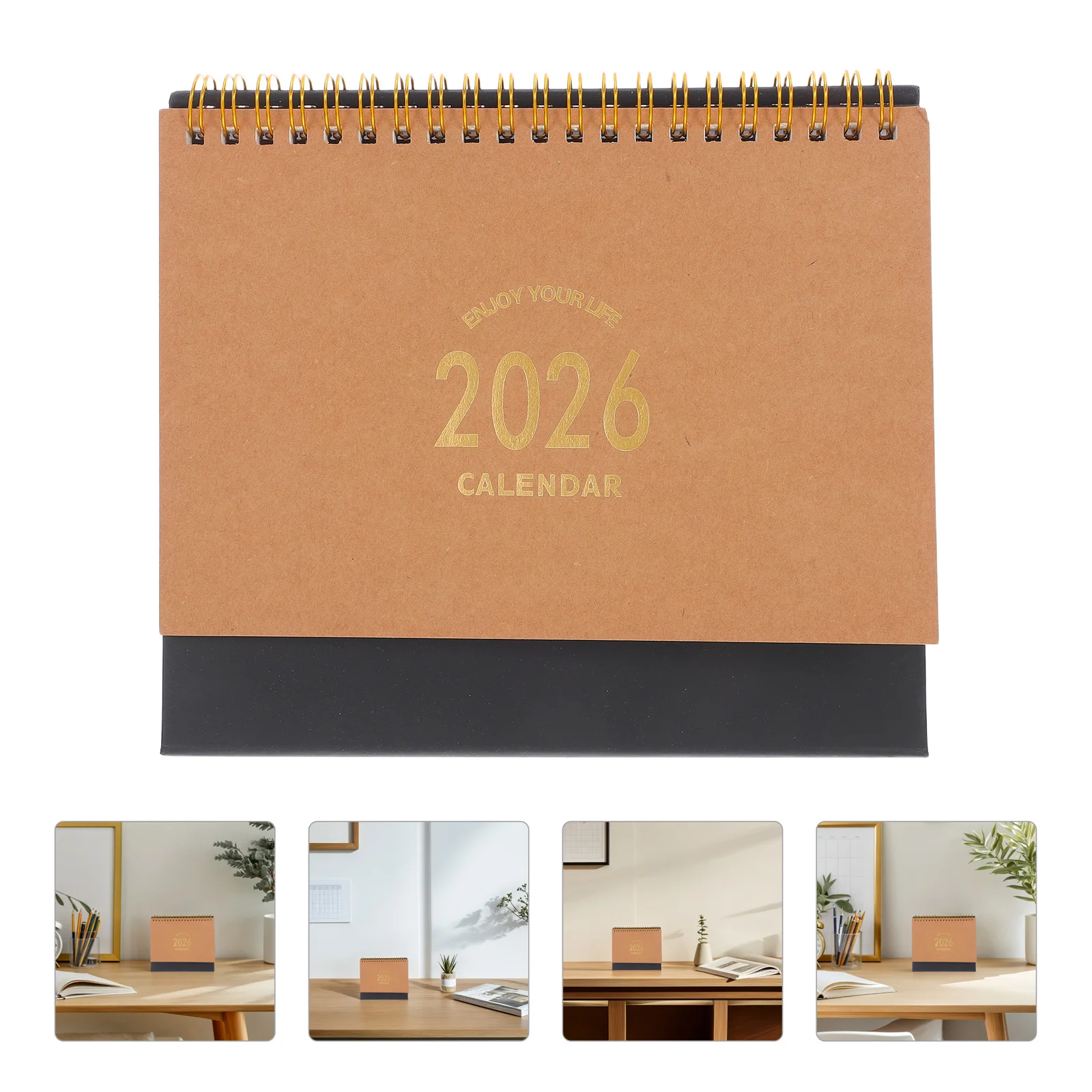 

2025-2026 Small Desk Thick Paper Standing Flip Desktop Calendar Compact Office Home Organizer Modern Design Wall Mountable