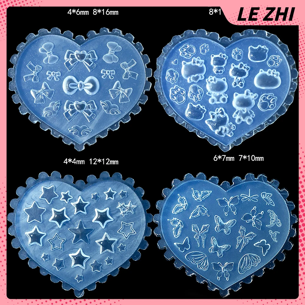 

1Pc Hello Kitty My Melody Snake 3D Acrylic Silicone Nail Art Mold Butterfly Bowknot Five-Pointed Star Flowers Manicure Mold