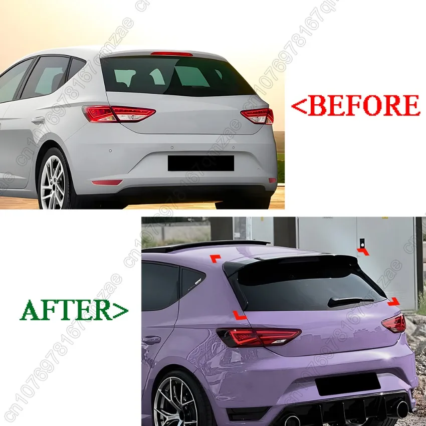 Für Seat Leon 5F FR MK3 5 Tür 2013-2019 Hinten Fenster Seite Spoiler Auto Fenster Trim Lip Hinten Dach stamm Top Flügel Splitter Tuning – Detail 4