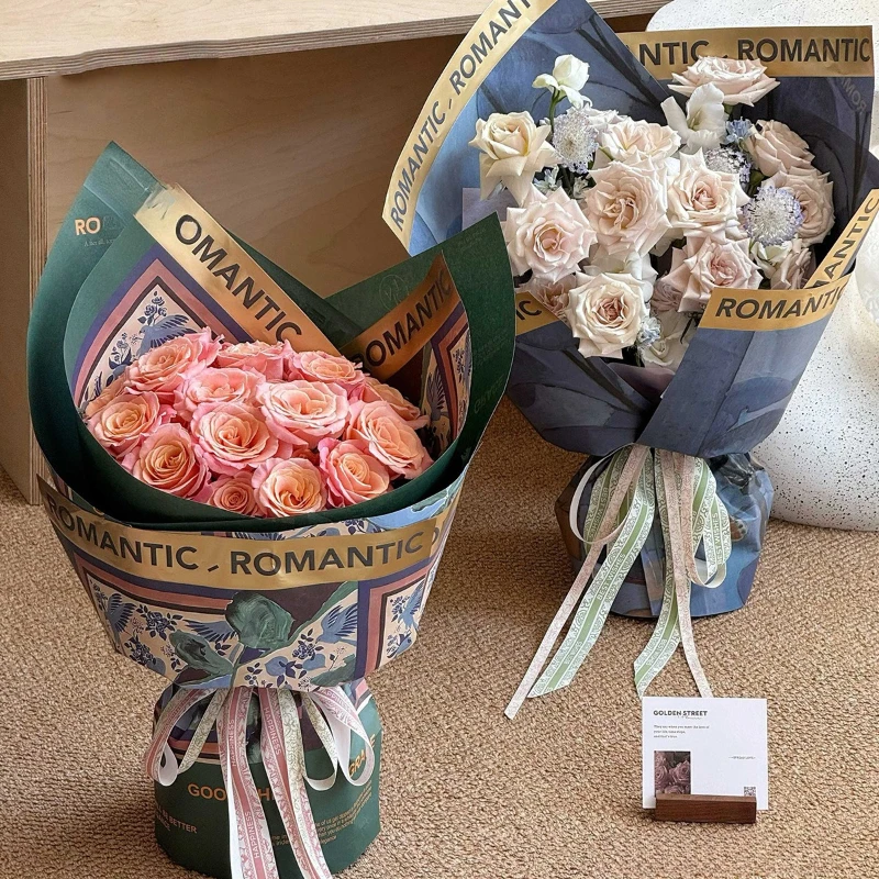 

20 Sheets Valentine's Day Bouquet Wrapping Paper Flower Shop Pack Materials Birthday Present Package Papers Party Decor Paper
