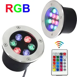 Remote control RGB led light garden underground Waterproof 9W18W IP67 Outdoor Buried Garden Path Spot Recessed Inground Lighting