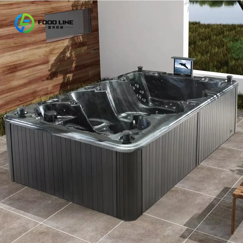 Customized Hot Sale 8 Persons Health Swim Pool Wholesale Massage Air Jet Outdoor Spa with Unique Pop-up TV