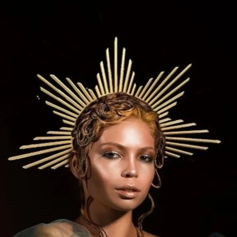 

1pcs/ Handmade Celestial Mary Halo Crown Headpiece for Renaissance Costume Birthday Wedding Gold