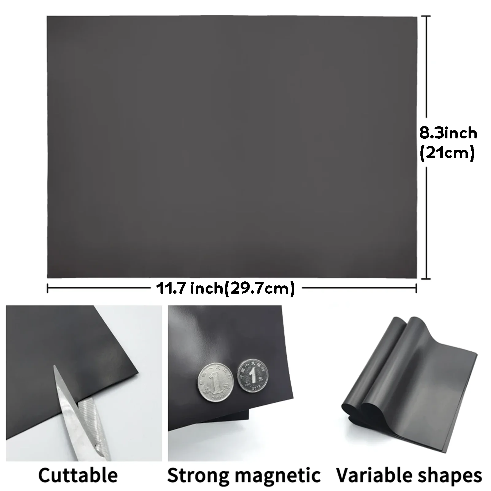 5 أوراق A4 صفائح مغناطيسية سوداء بسمك 0.75 مم مغناطيسية على جانب واحد لقطع صور الثلاجة مغناطيس حرفي