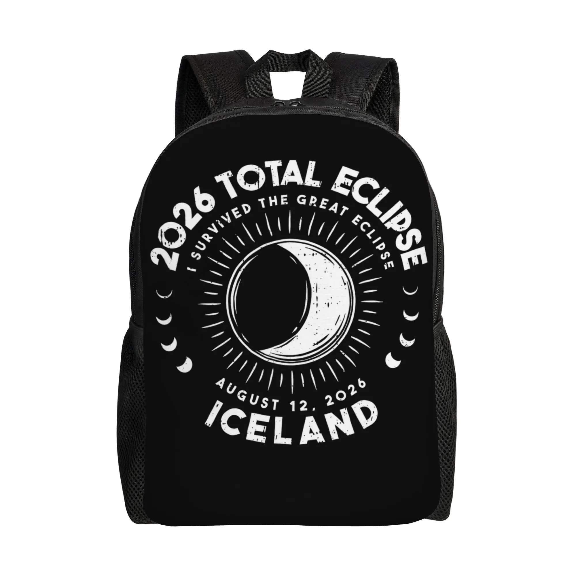 Total Solar Eclipse 2026 Iceland Backpack for Men Women Casual High School Daypack  Laptop Shoulder Bag with Pocket